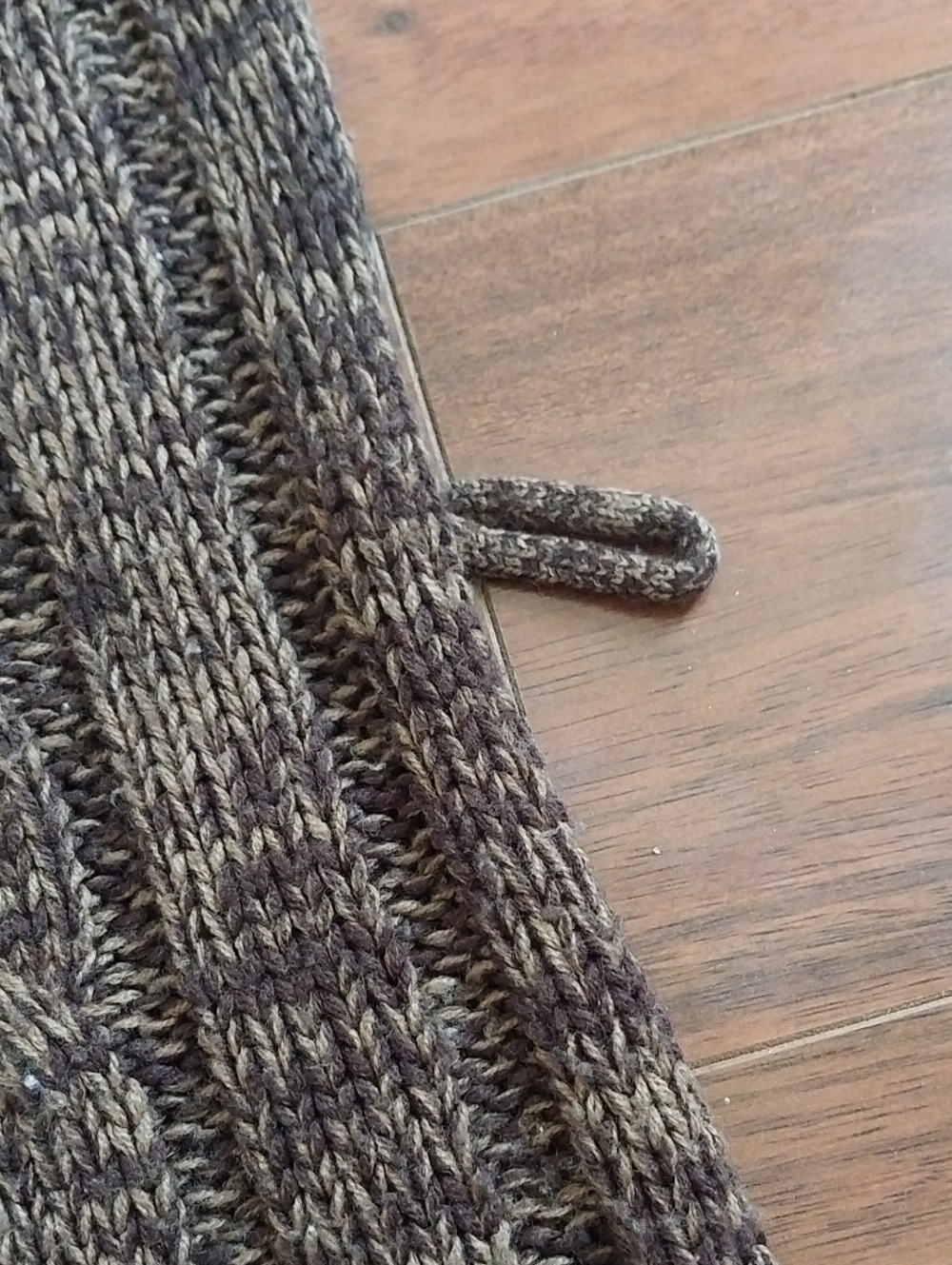 Woman's V-Neck Cable Knit Sweater Dress - Brown Blend - Picture 3 of 3